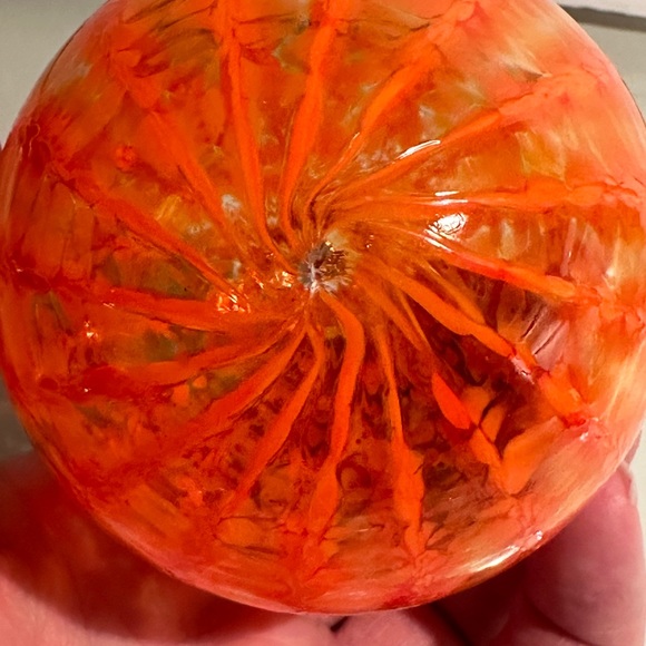 Hand Blown Glass Ornament Sun Catcher Orange 3 inch Diameter - Picture 3 of 4
